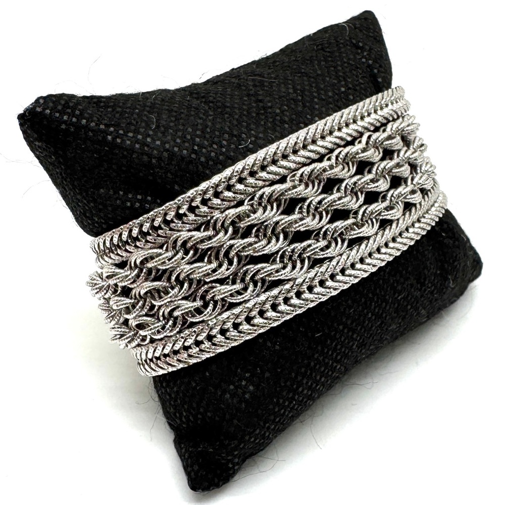 Monet Multi-Chain Silvertone Textured Bracelet - Picture 3 of 13